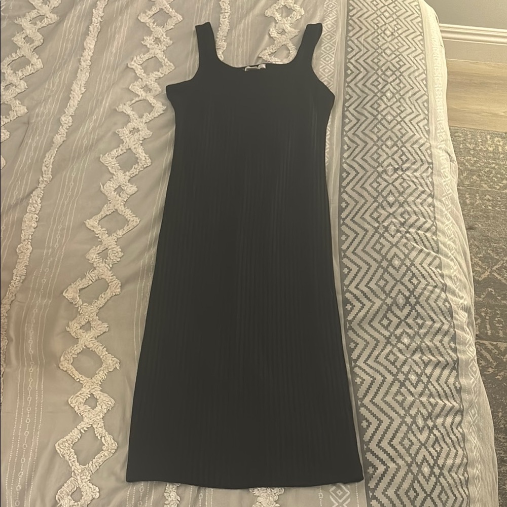 Bozzolo Black Sheath Midi Dress Square Neck Sleeveless